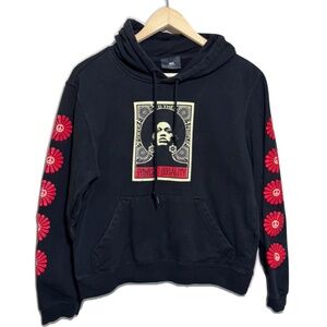 Obey Black Graphic Print Fleece Angela Davis Power Equality Hoodie Size Small